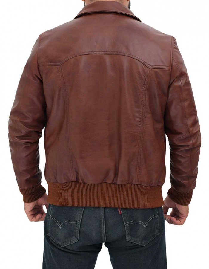 Steven Brown Leather Bomber Jacket Mens