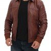 Steven Brown Leather Bomber Jacket Mens