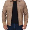 Steven Mens Beige Leather Bomber Jacket Steven Mens Beige Leather Bomber Jacket
