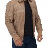 Steven Mens Beige Leather Bomber Jacket Steven Mens Beige Leather Bomber Jacket