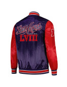 Super Bowl LVIII Purple and Red Varsity Satin Jacket