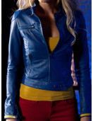 Supergirl Smallville Laura Vandervoort Leather Jacket Blue