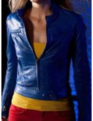 Supergirl Smallville Laura Vandervoort Leather Jacket Blue