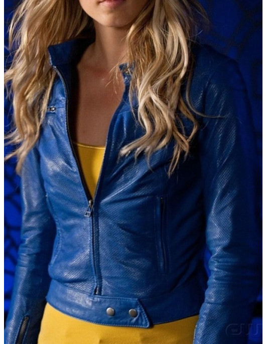 Supergirl Smallville Laura Vandervoort Leather Jacket Blue