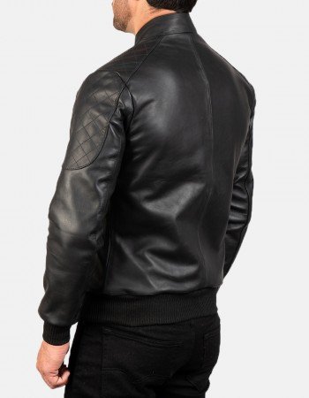 Sven Black Leather Bomber Jacket Sven Black Leather Bomber Jacket