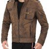 Tavares Distressed Cafe Racer Brown Leather Jacket Tavares Distressed Cafe Racer Brown Leather Jacket