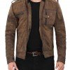 Tavares Distressed Cafe Racer Brown Leather Jacket Tavares Distressed Cafe Racer Brown Leather Jacket