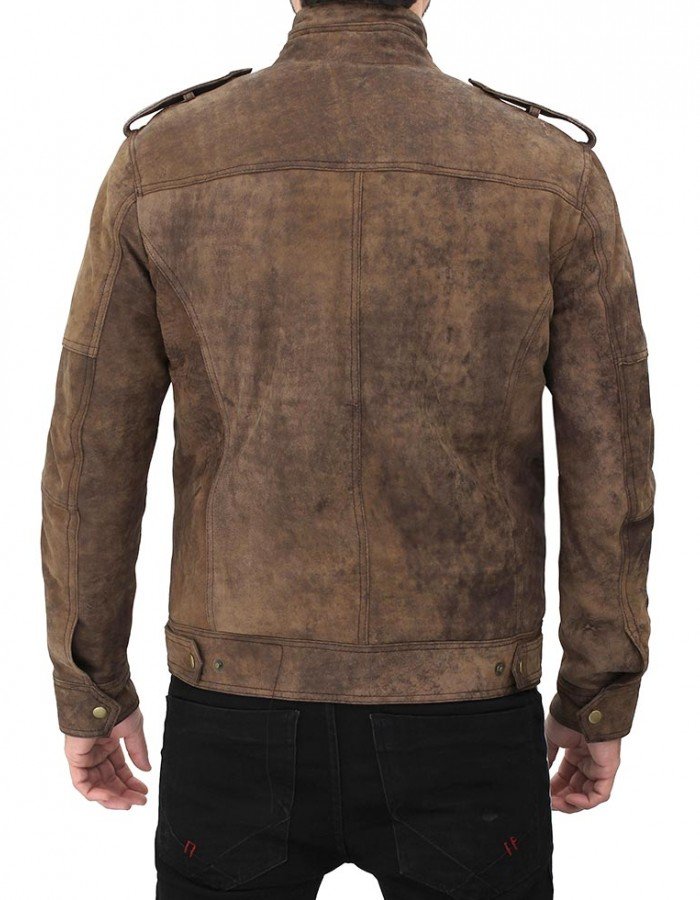 Tavares Distressed Cafe Racer Brown Leather Jacket Tavares Distressed Cafe Racer Brown Leather Jacket