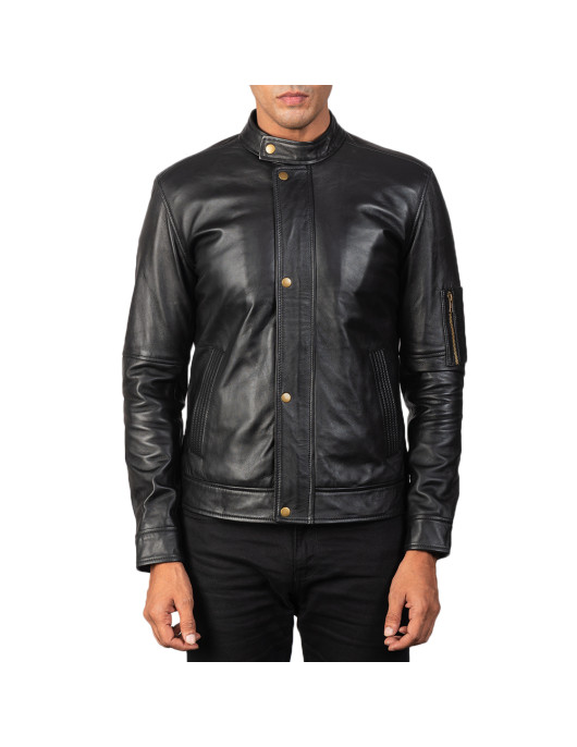 Tea House Black Leather Biker Jacket