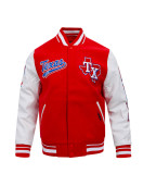 Texas Rangers Script Tail Classic Rib Varsity Jacket