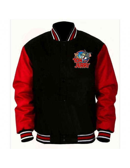 Tom and Jerry Red and Black Varsity Jacket