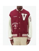 V Felted-Wool and Leather Varsity Jacket