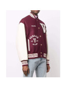 V Felted-Wool and Leather Varsity Jacket