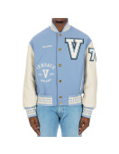 V Felted-Wool and Leather Varsity Jacket