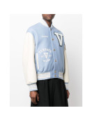 V Felted-Wool and Leather Varsity Jacket