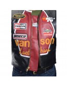 Vanson Star Black And Maroon Leather Jacket