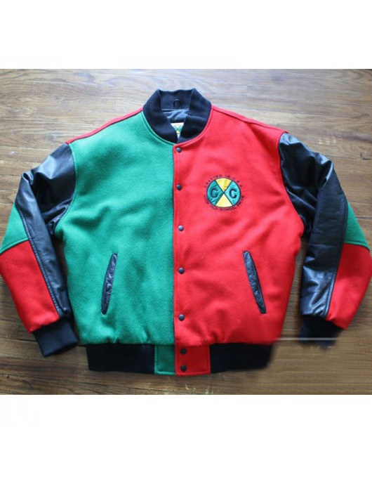 Varsity Cross Color Red and Green Jacket