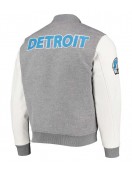 Varsity Detroit Lions Grey and White Jacket