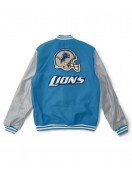 Varsity Detroit Lions Light Blue and Gray Two Tone Jacket