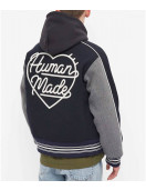 Varsity Human Made Duck Navy Blue and Grey Wool Jacket