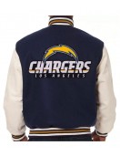 Varsity LA Chargers Navy and White Wool/Leather Jacket