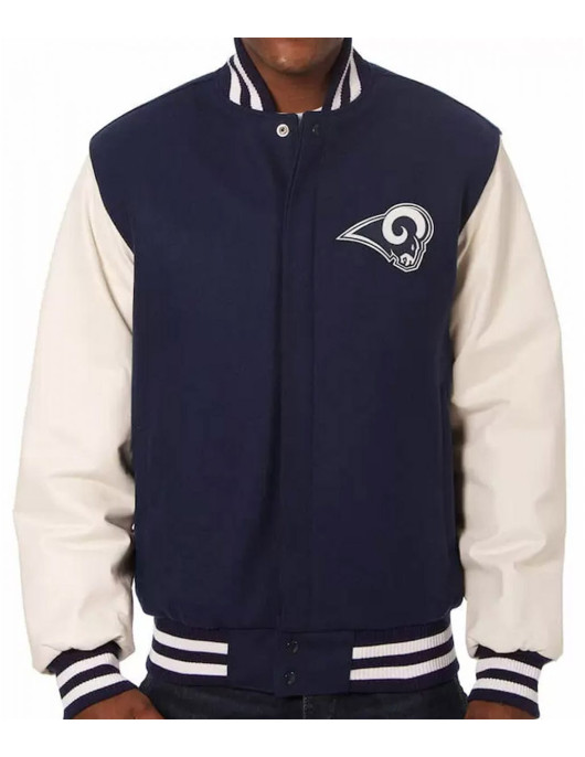 Varsity LA Rams White and Blue Jacket