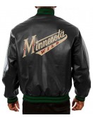 Varsity Minnesota Wild Black Leather Jacket