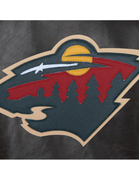 Varsity Minnesota Wild Black Leather Jacket