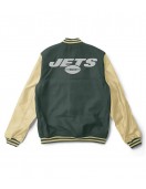 Varsity NY Jets Green and Cream Wool/Leather Jacket