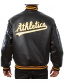 Varsity Oakland Athletics Black Leather Jacket