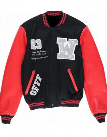 Varsity Off-White 23 Eagle Red and Black/Green and Blue Jacket