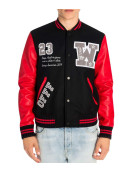 Varsity Off-White 23 Eagle Red and Black/Green and Blue Jacket