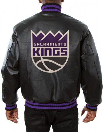 Varsity Sacramento Kings Black Leather Jacket