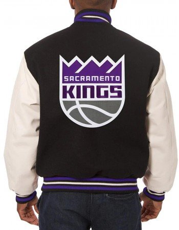 Varsity Sacramento Kings Domestic Black and White Jacket