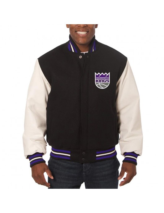 Varsity Sacramento Kings Domestic Black and White Jacket