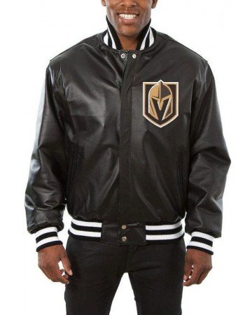 Vegas Golden Knights Varsity Black Leather Jacket