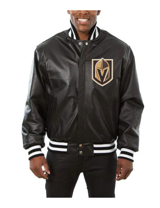 Vegas Golden Knights Varsity Black Leather Jacket