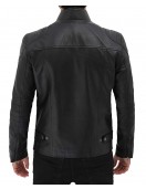 Vermont Black Leather Cafe Racer Motorcycle Jacket