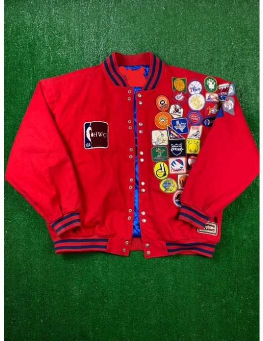 Vintage 90s Jeff Hamilton Hwc Nba Patch Heavy Varsity Jacket