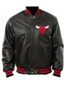 Vintage Chicago Bulls 90's Basketball Letterman Bomber Black Leather Jacket