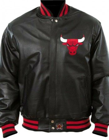 Vintage Chicago Bulls 90's Basketball Letterman Bomber Black Leather Jacket