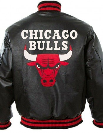 Vintage Chicago Bulls 90's Basketball Letterman Bomber Black Leather Jacket