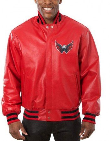 Washington Capitals Red Varsity Leather Jacket