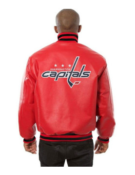 Washington Capitals Red Varsity Leather Jacket