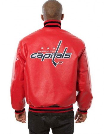 Washington Capitals Red Varsity Leather Jacket