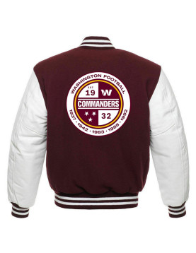 Washington Commanders Letterman White and Maroon Jacket