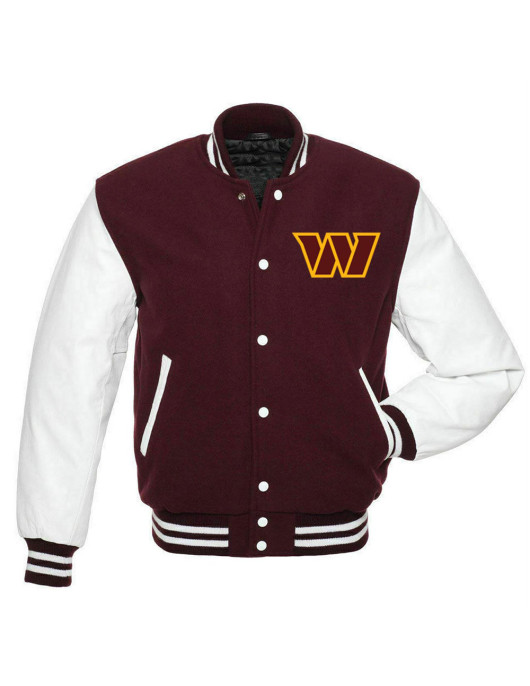 Washington Commanders Letterman White and Maroon Jacket