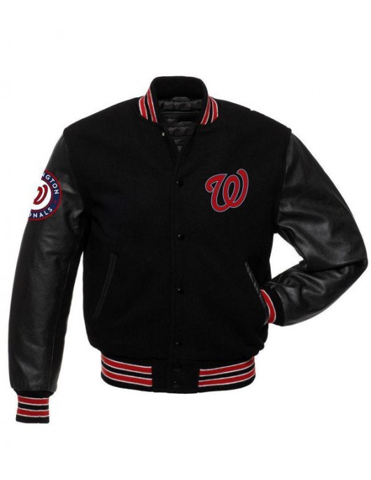 Washington Nationals MLB Black Varsity Jacket
