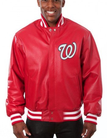 Washington Nationals Red Varsity Leather Jacket