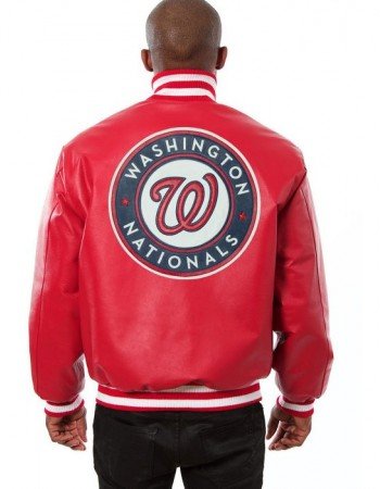Washington Nationals Red Varsity Leather Jacket